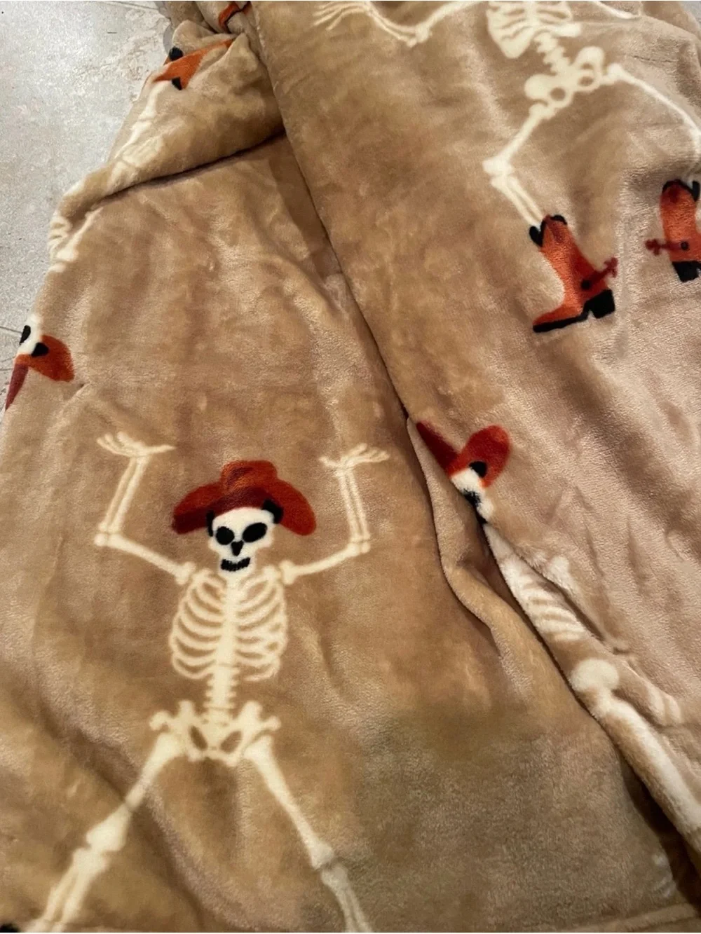 NWT Wrangler oversized Plush Blanket Halloween Cowboy Skeleton Pattern